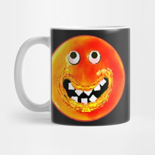 Goofy Orange Smile Emoji Pixel Smilng Face Mug